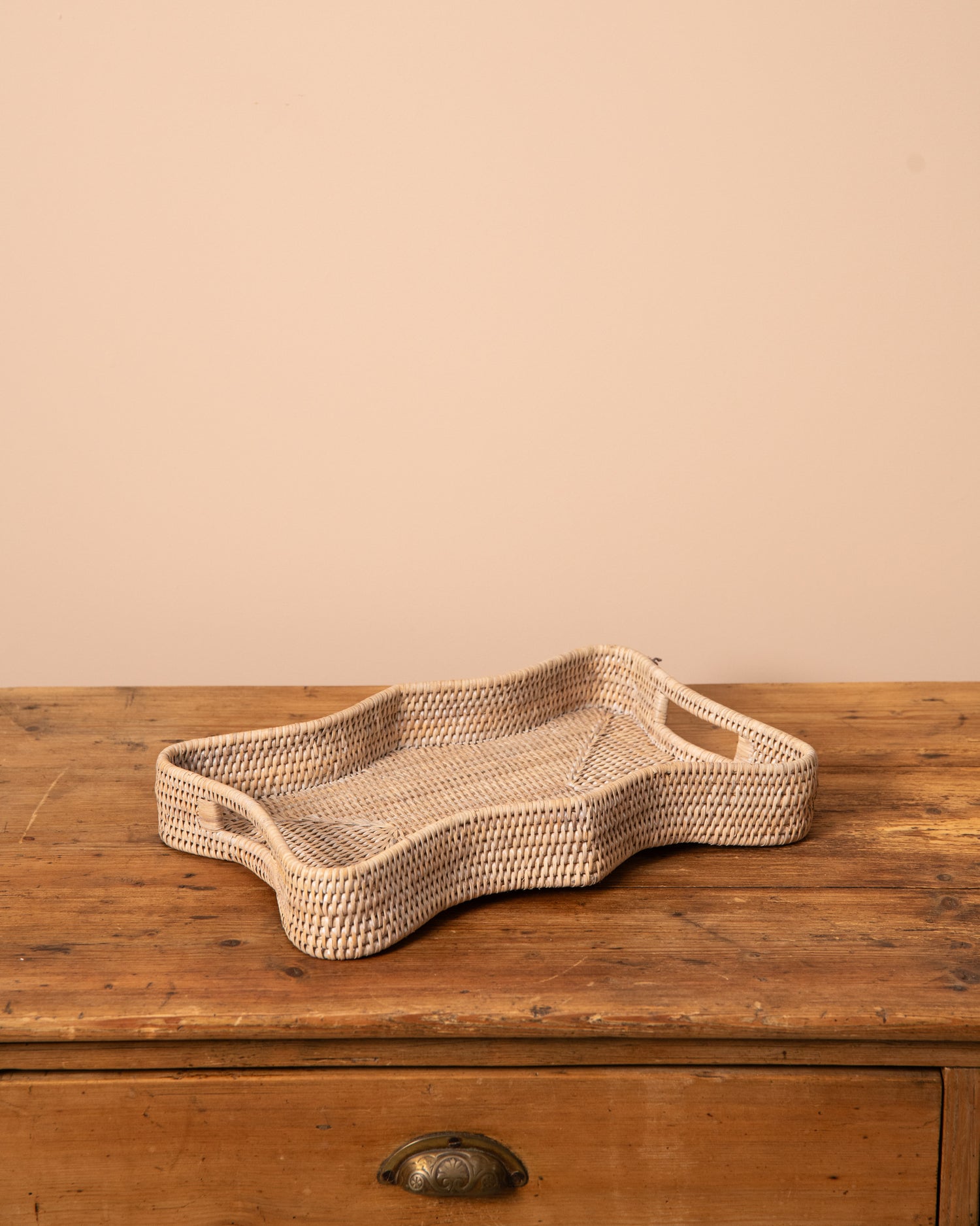 RATTAN SCALLOP RECTANGLE TRAY - 2 sizes