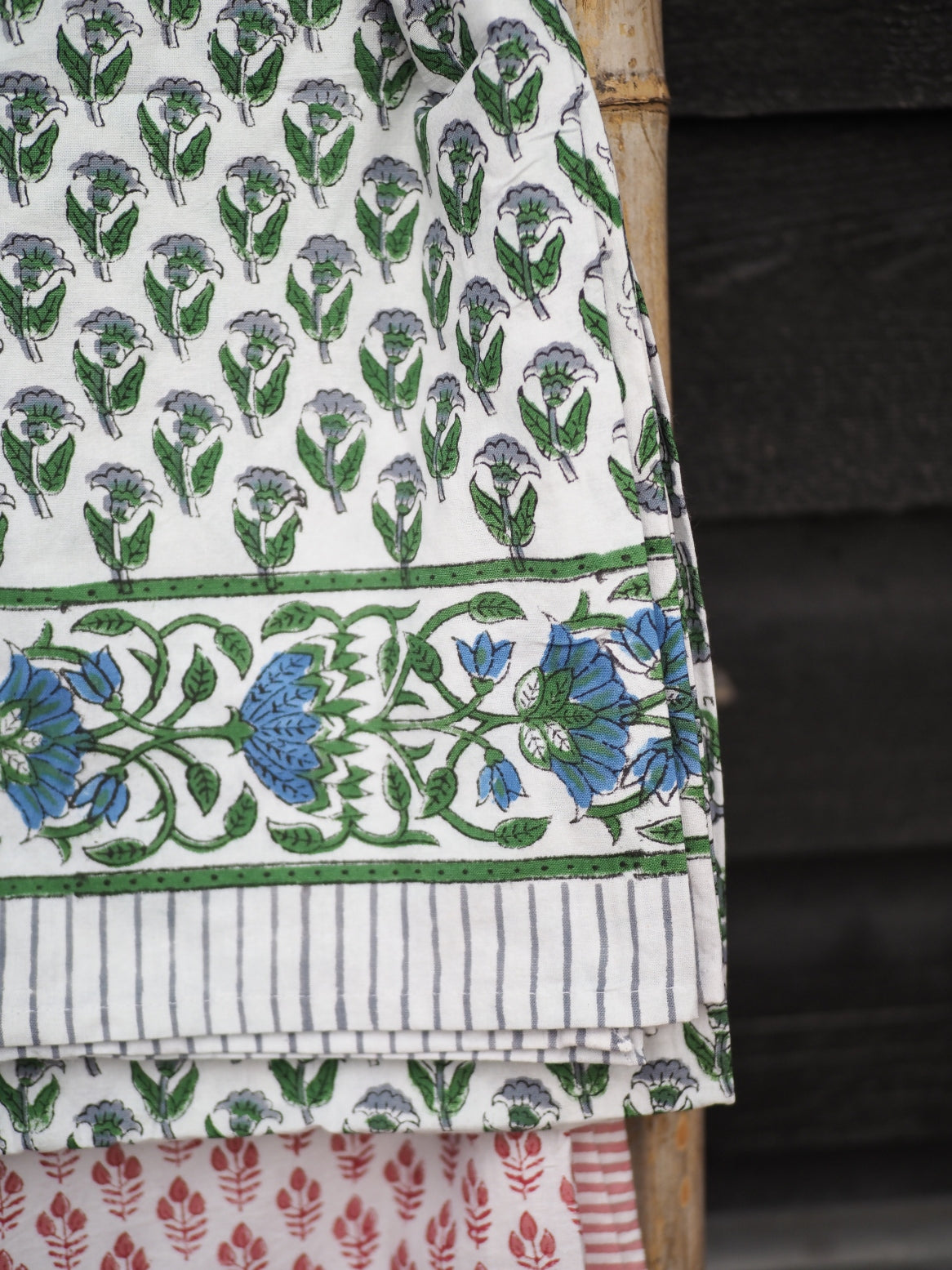 Kerala Green Cotton Hand Block Printed Tablecloth - 4 sizes