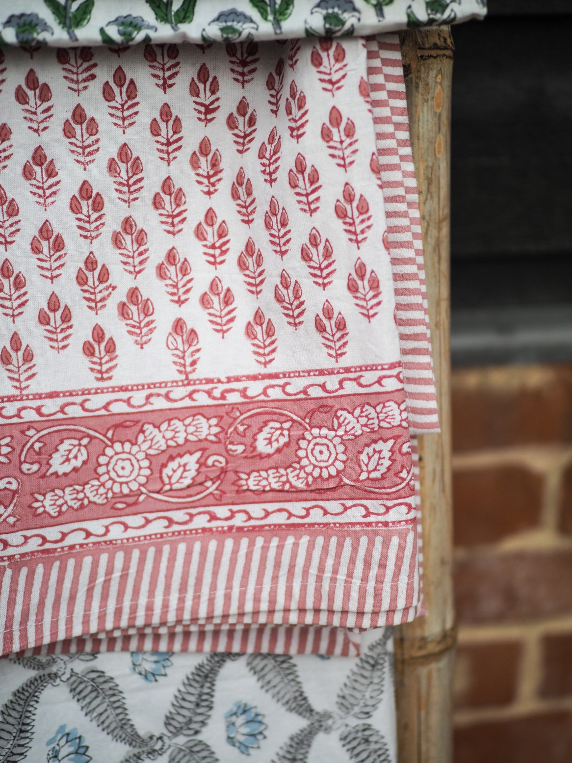 Pretty in Pink Cotton Hand Block Printed Tablecloth - 4 sizes