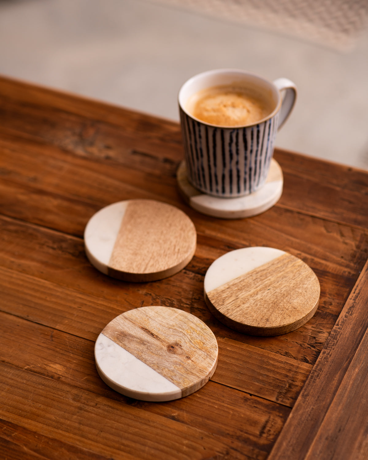artisan hand made coasters mango wood and marble