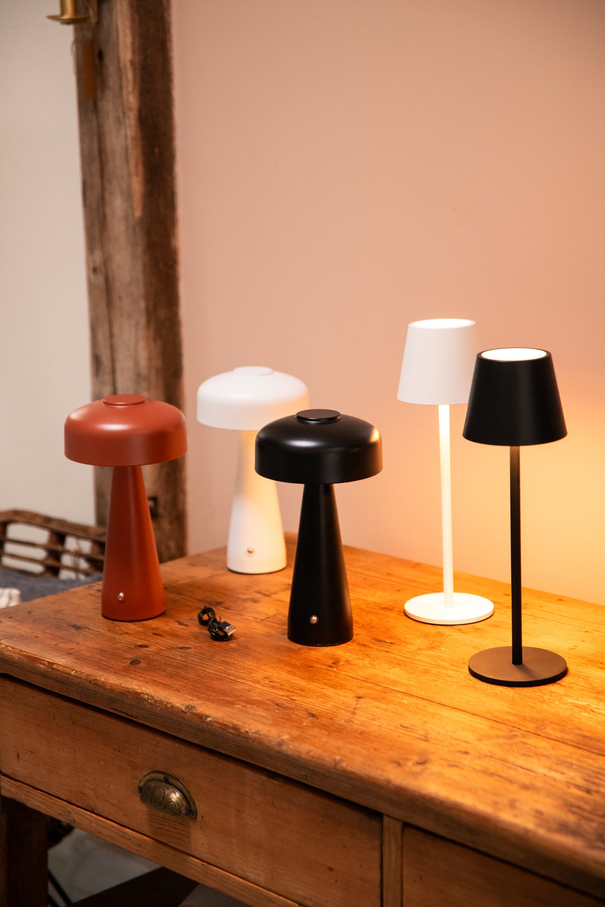 35.5cm LED Touch Lamp - Rechargeable in White