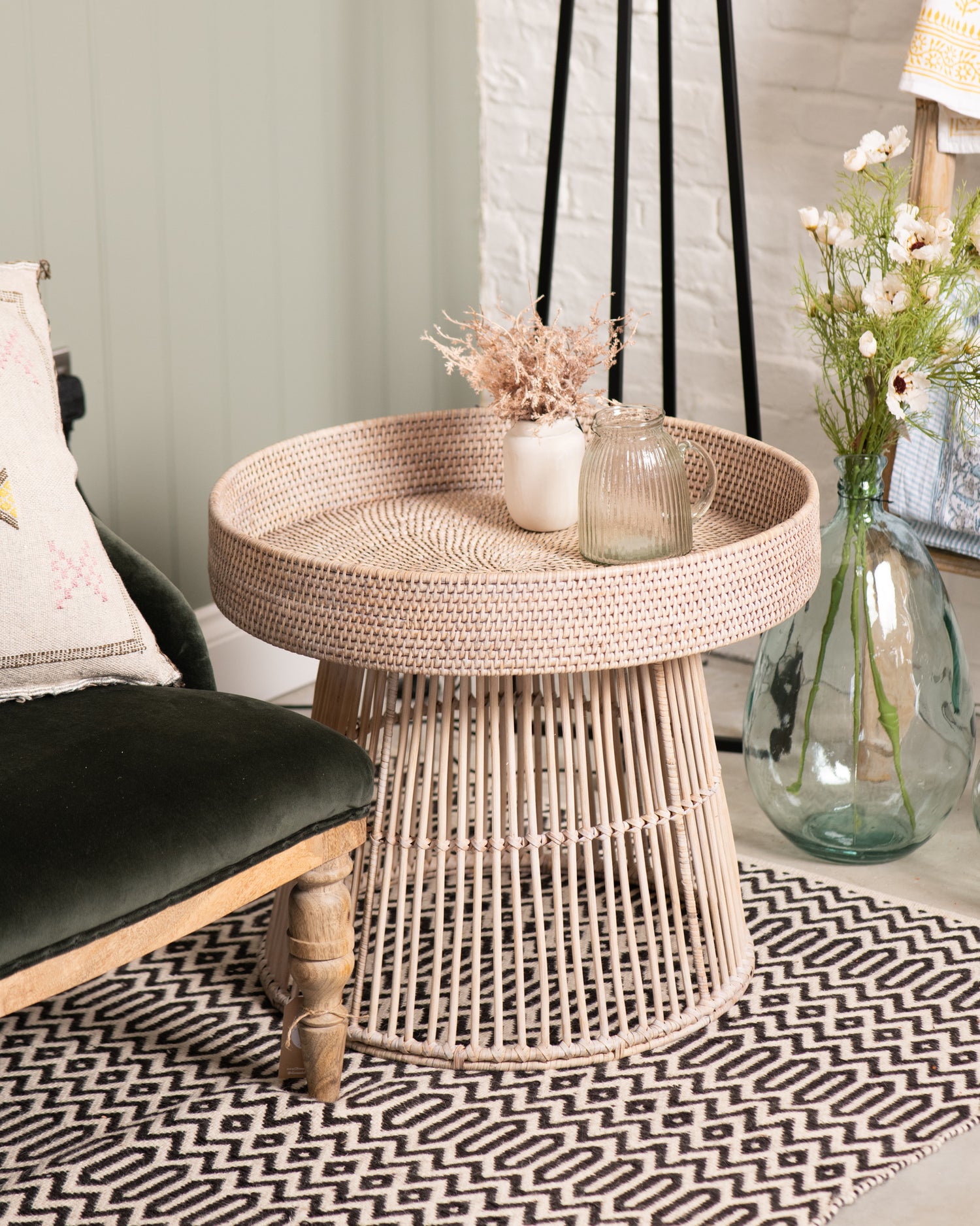 RATTAN COFFEE TABLE (METAL FRAME)