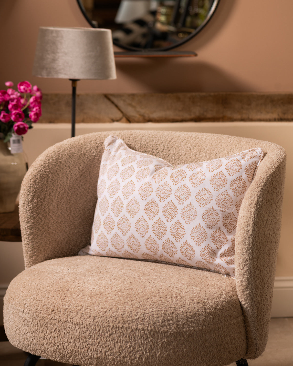 Natural Hand Block Printed Cushion - 2 Sizes