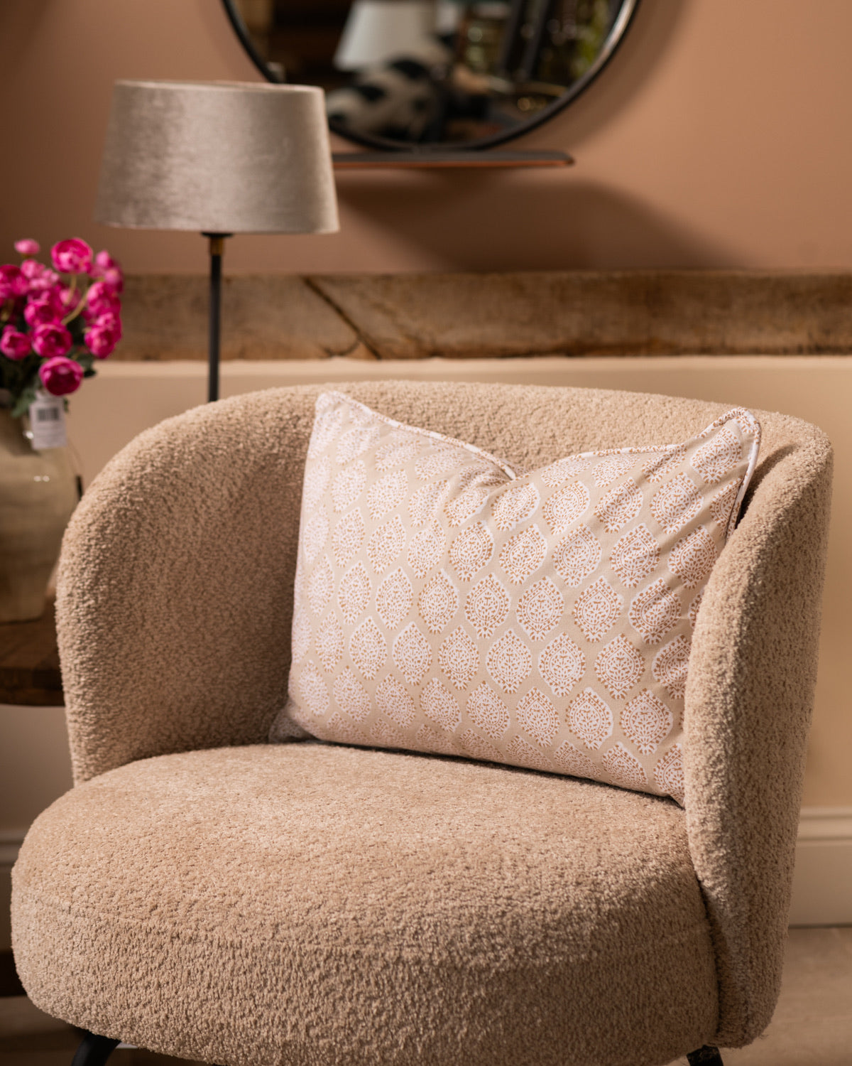 Natural Hand Block Printed Cushion - 2 Sizes