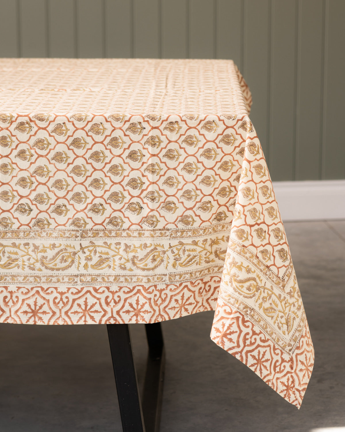 XL - Della Cotton Hand Block Printed Tablecloth