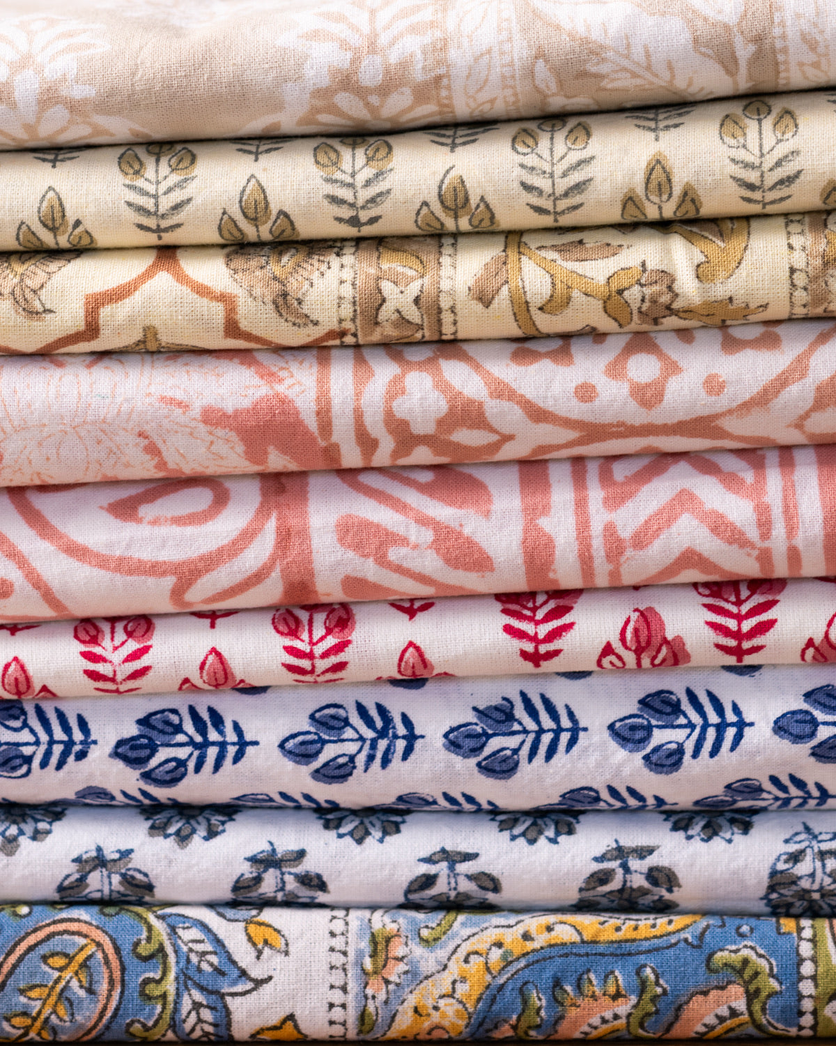 NEW- Whispers Cotton Hand Block Printed Tablecloth - 2 sizes