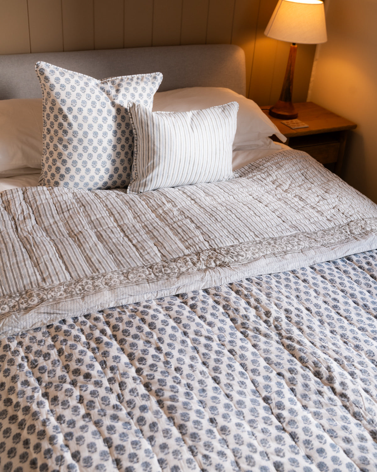 NEW- Whispers Cotton Hand Block Printed Tablecloth - 2 sizes