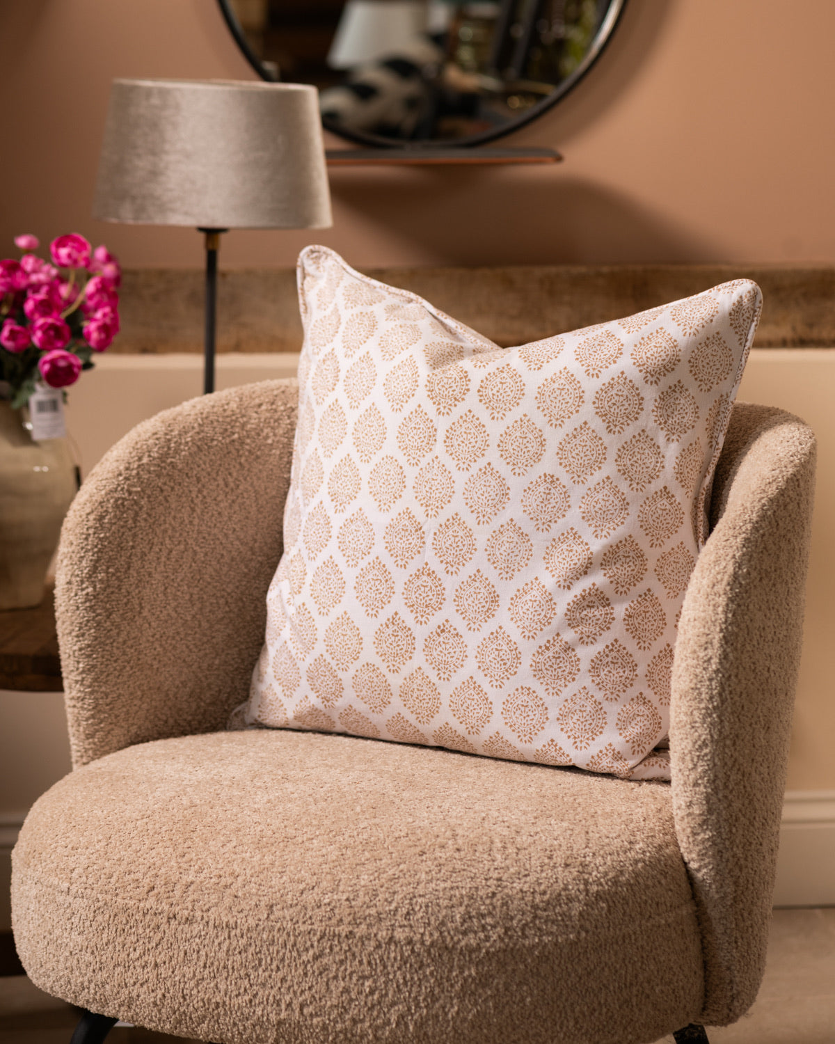 Natural Hand Block Printed Cushion - 2 Sizes