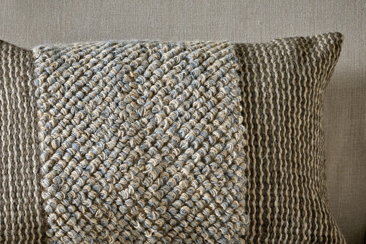 NKUKU - Paduna Jute & Cotton Cushion Cover - Soft Blue & Brown