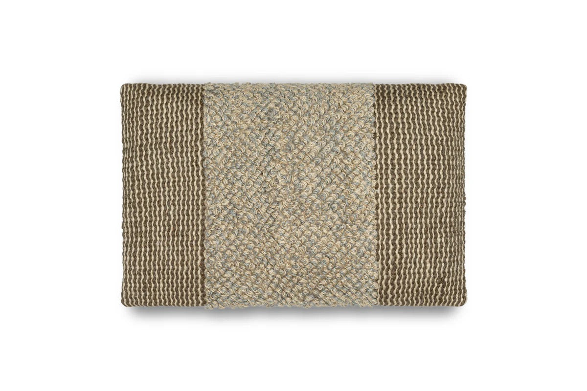 NKUKU - Paduna Jute & Cotton Cushion Cover - Soft Blue & Brown