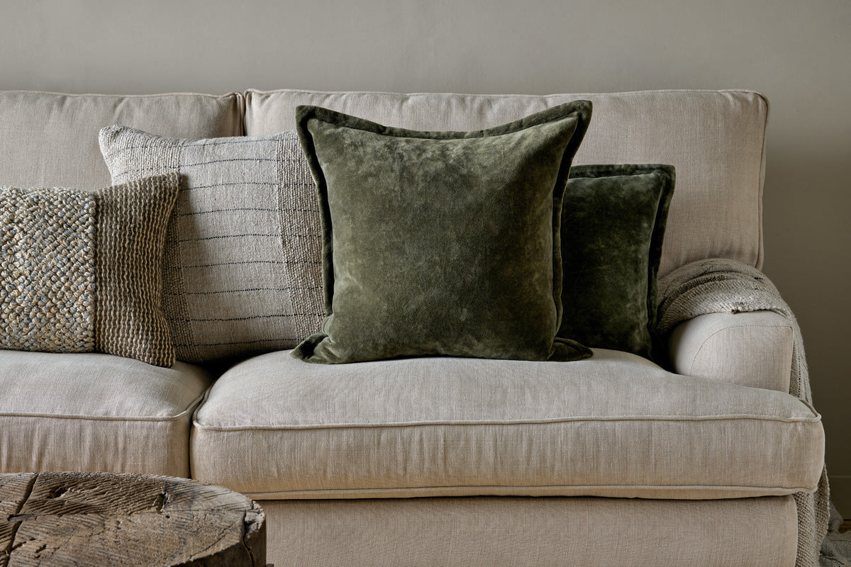 NKUKU - Pilani Velvet & Linen Cushion Cover - Moss 50cm