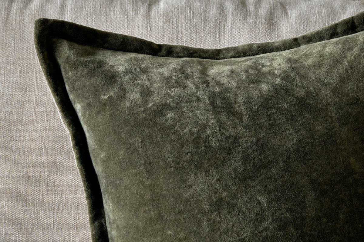 NKUKU - Pilani Velvet & Linen Cushion Cover - Moss 50cm