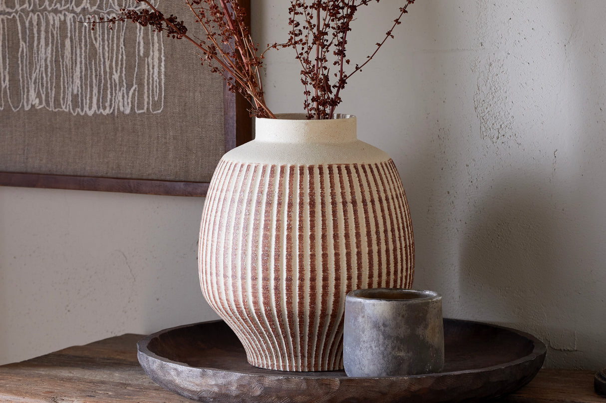 Nkuku Perola Reactive Glaze Decorative Vase - Natural & Rust - Large