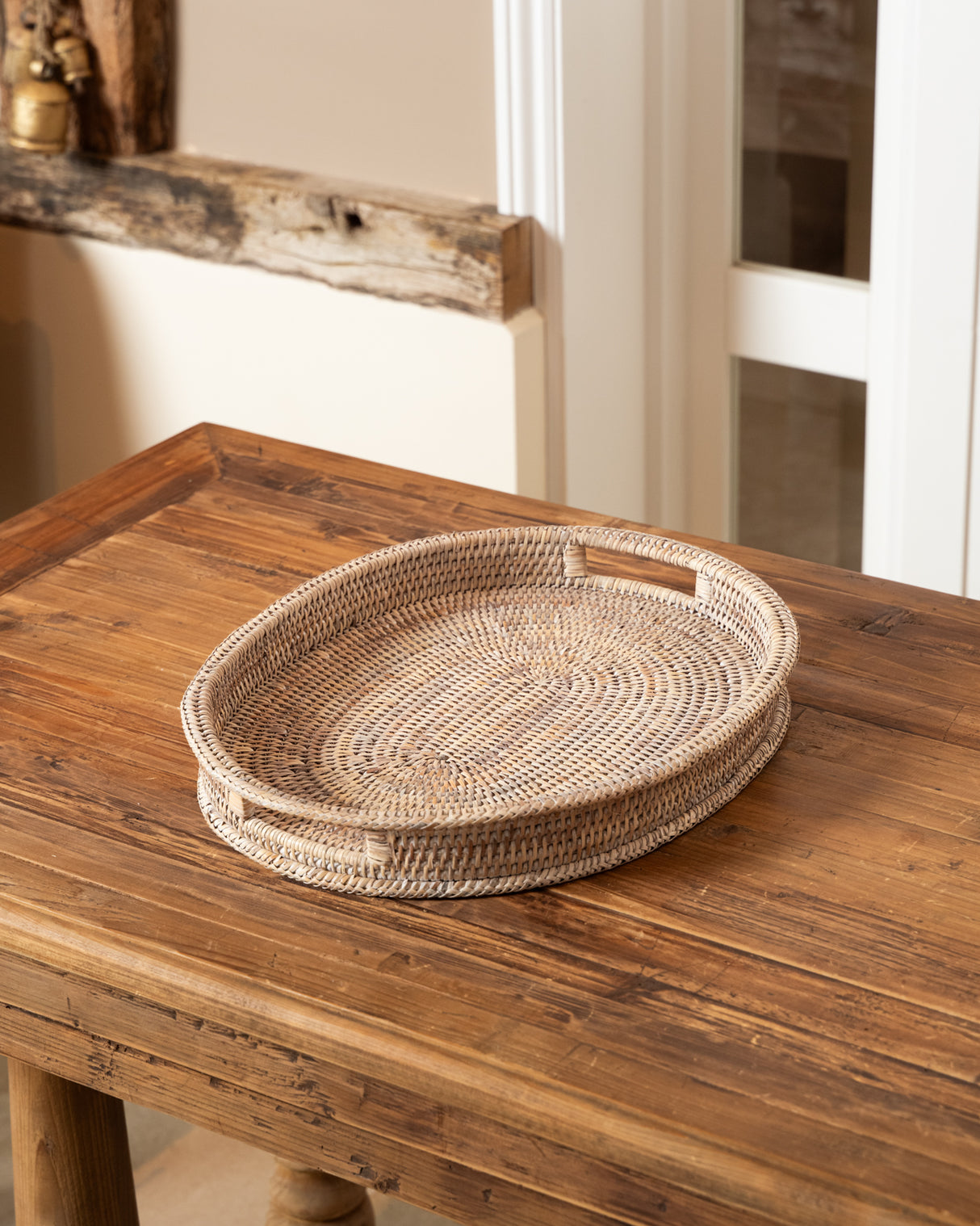 RATTAN DECORATIVE OVAL TRAYS DOUBLE RIM- 2 SIZES