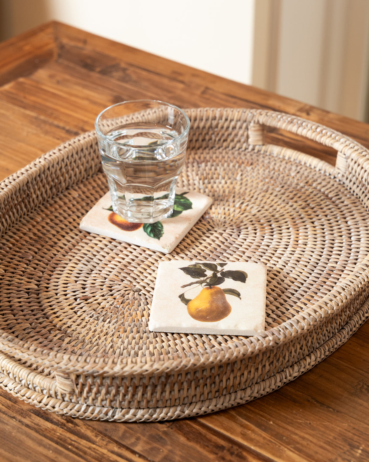 RATTAN DECORATIVE OVAL TRAYS DOUBLE RIM- 2 SIZES