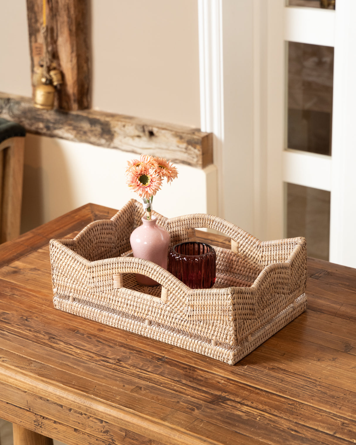 RATTAN SCALLOP RECTANGLE BASKET