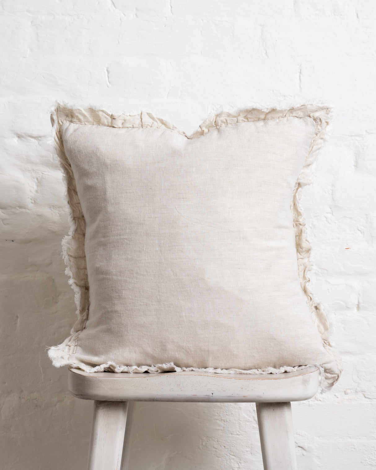 Tilly - Stone Linen frilled edge cushion - 2 sizes