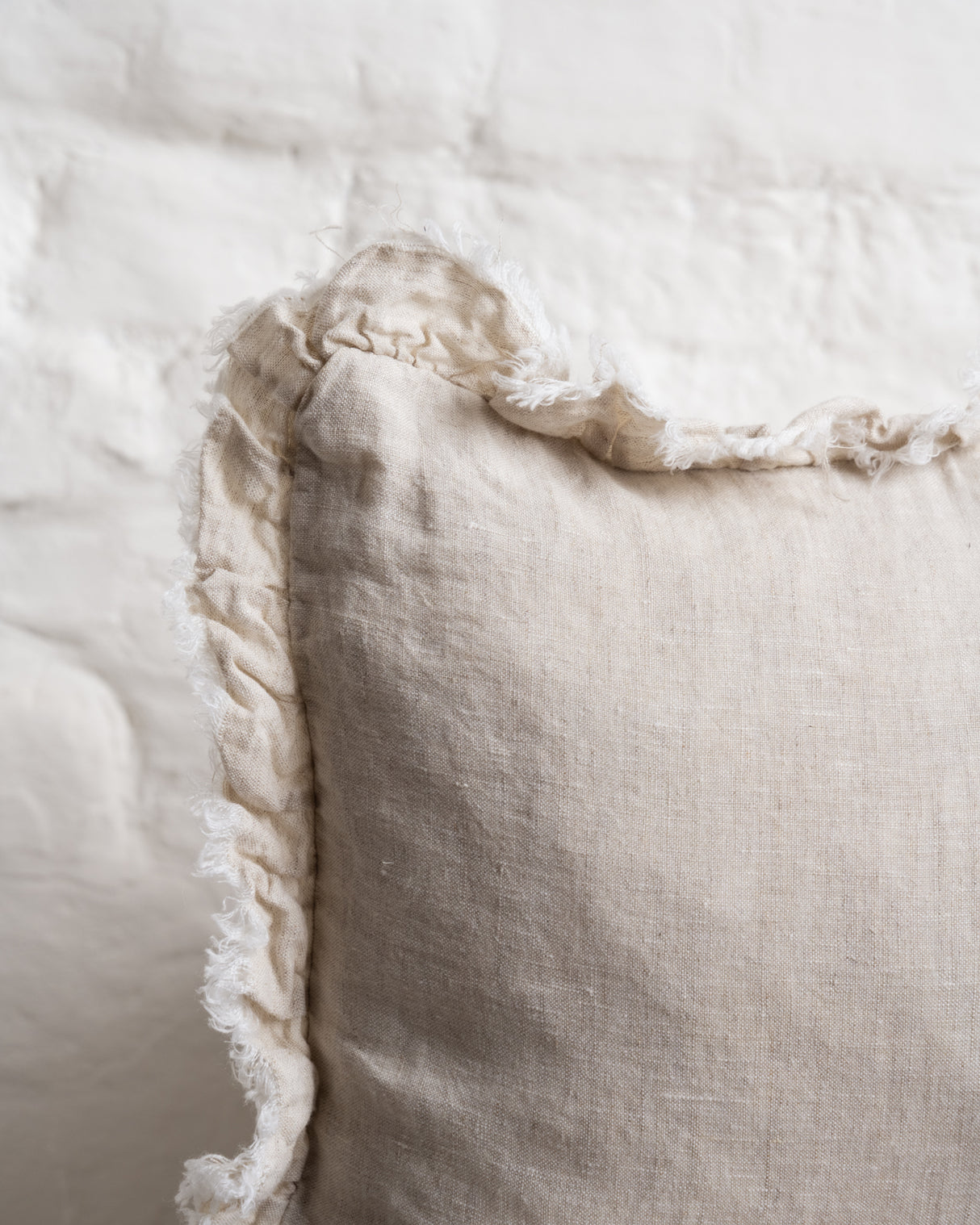 Tilly - Stone Linen frilled edge cushion - 2 sizes