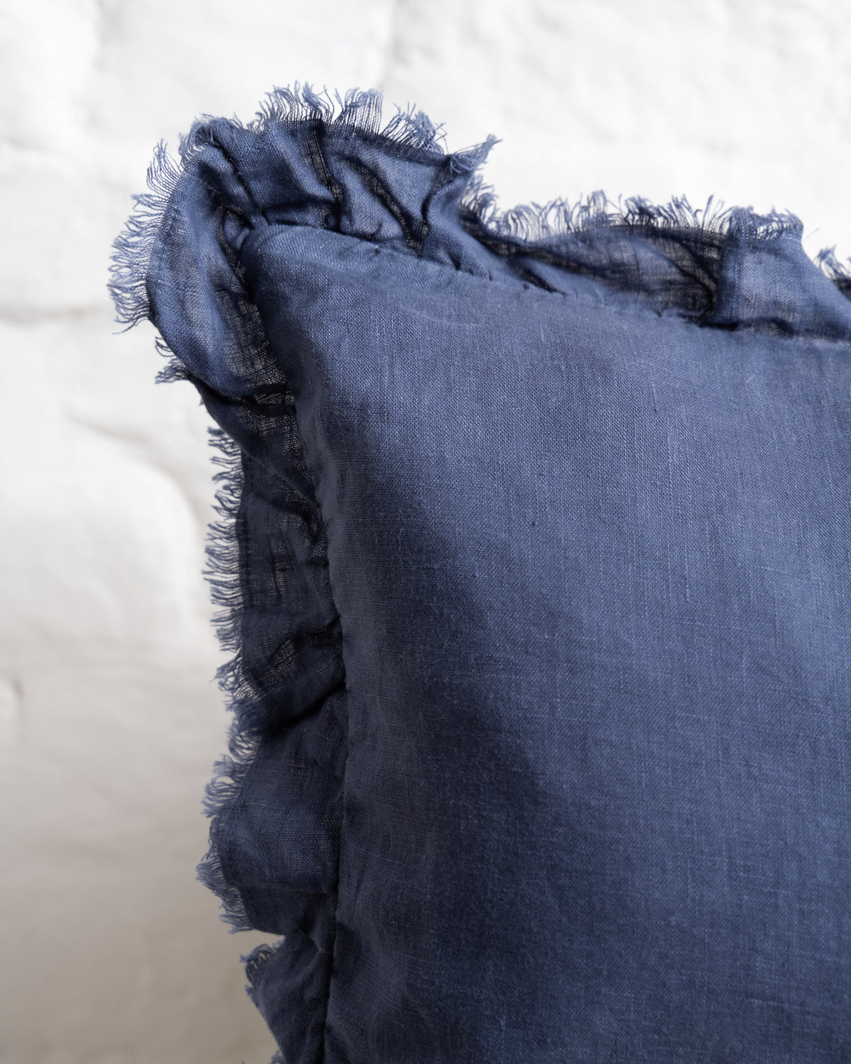 Tilly - Navy Linen frilled edge cushion - 2 sizes