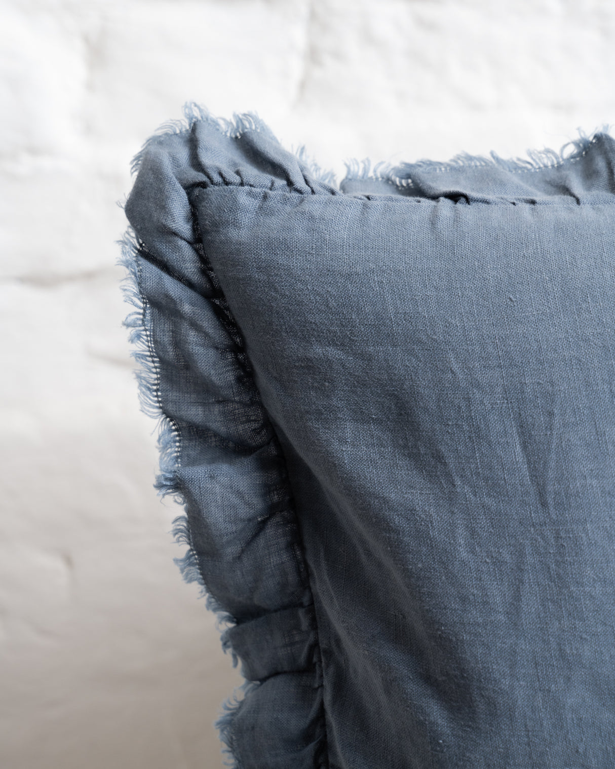 Tilly - Dusty Blue Linen frilled edge cushion - 2 sizes