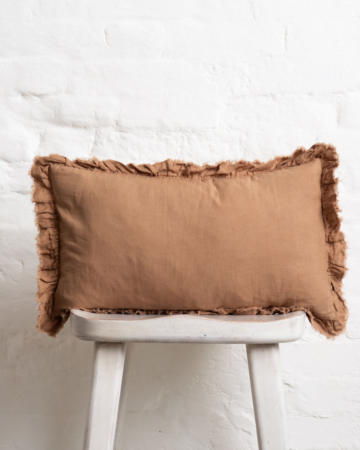 Tilly - Caramel Linen frilled edge cushion - 2 sizes