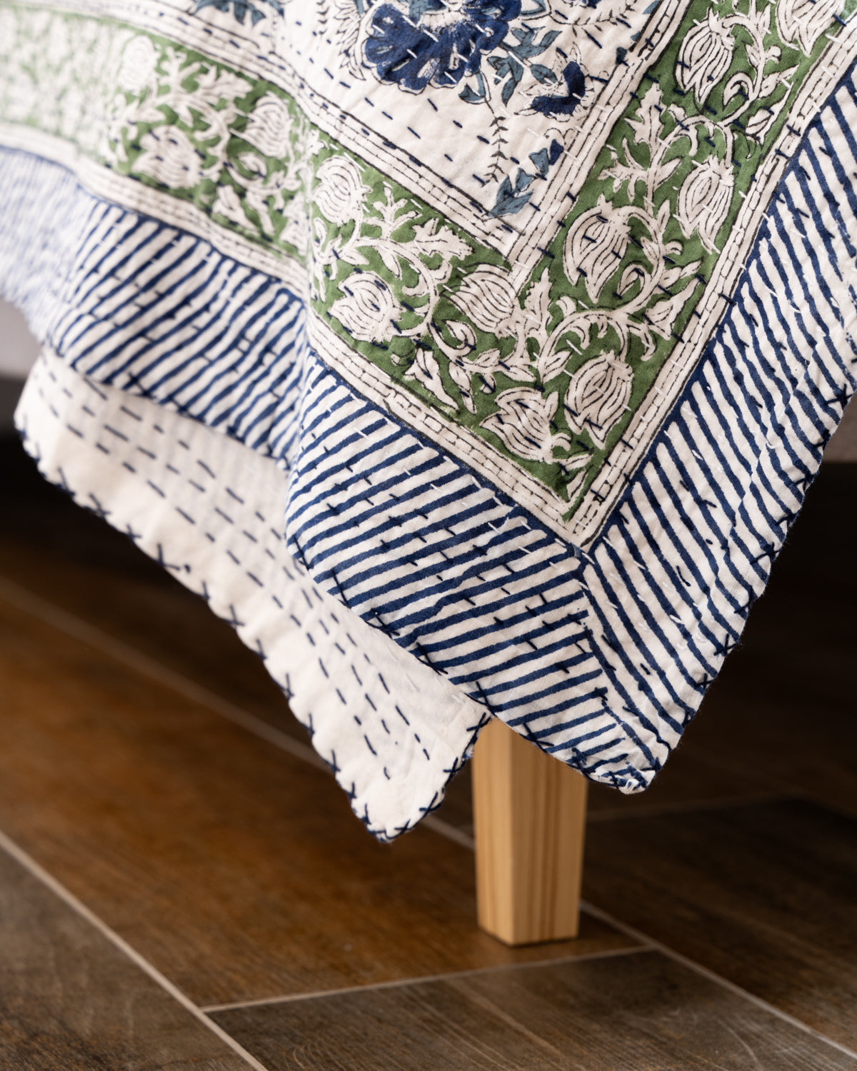 Kantha Throw - Blue