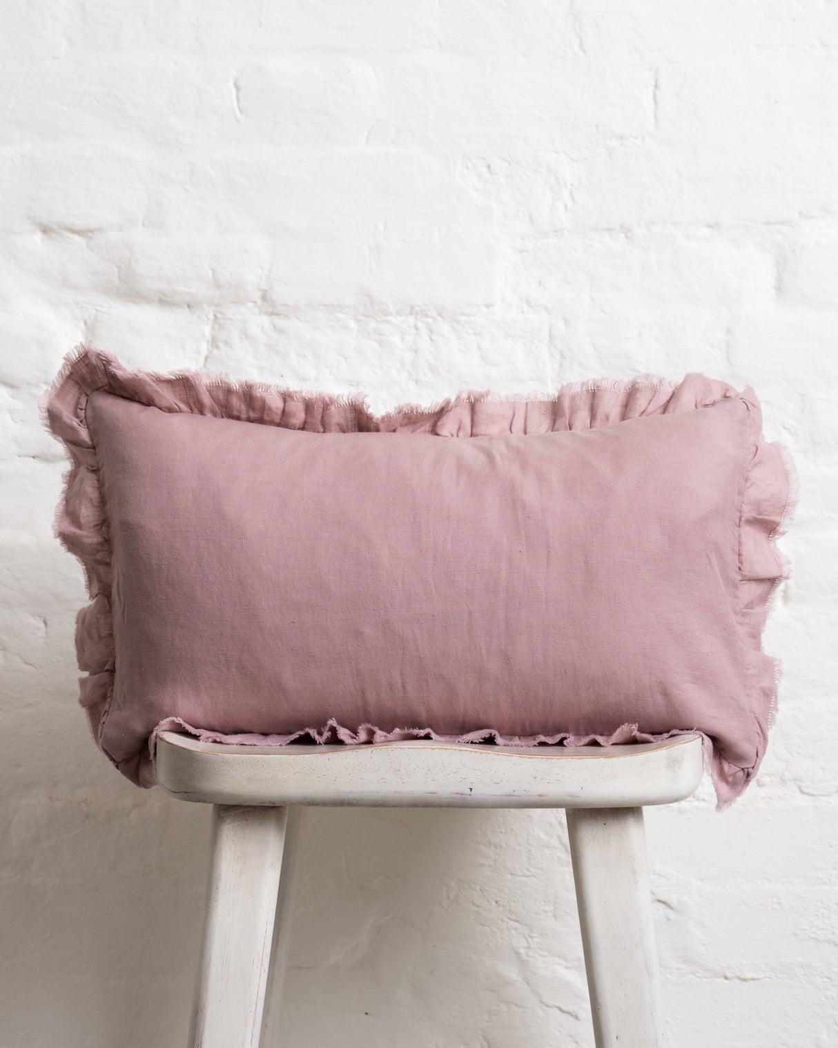 Tilly - Lilac Linen frilled edge cushion - 2 sizes