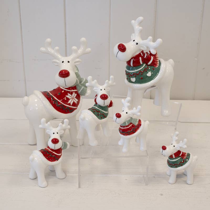 Ceramic Reindeer With Christmas Sweater And Scarf Medium #2