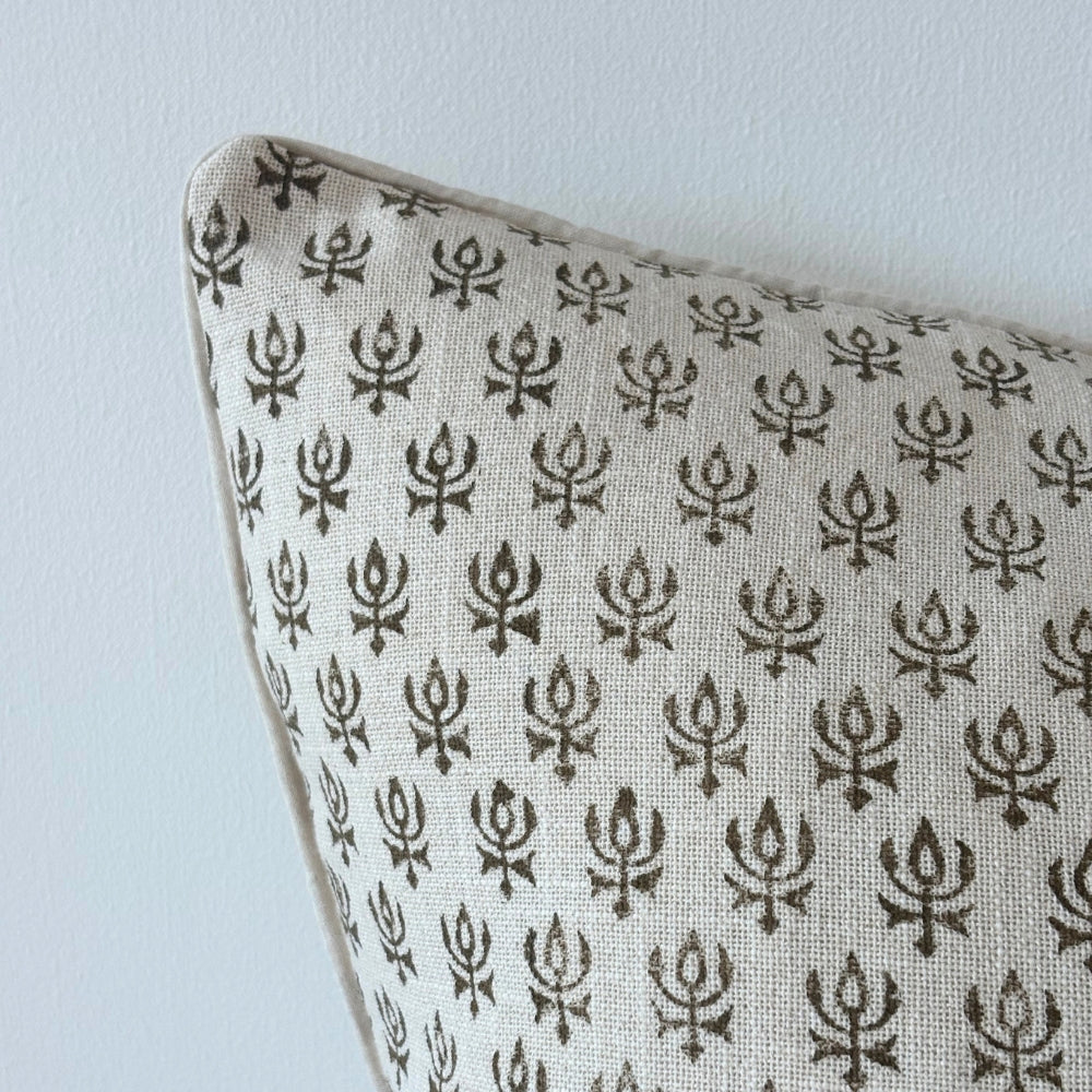 Aubrey Olive Motif Print Cushion 45cm