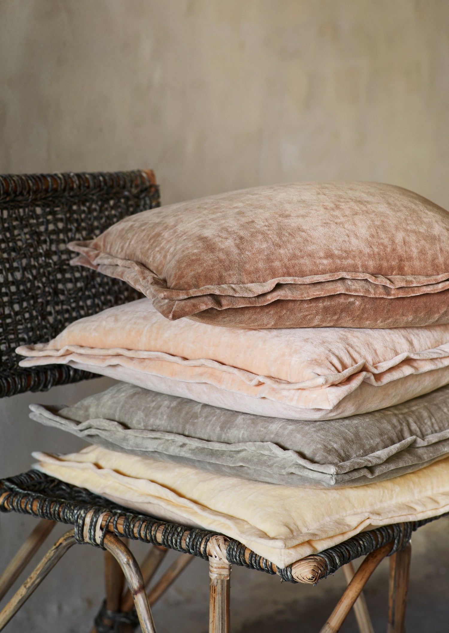 Velvet Cushion Cover in Light Brown - Madam Stoltz