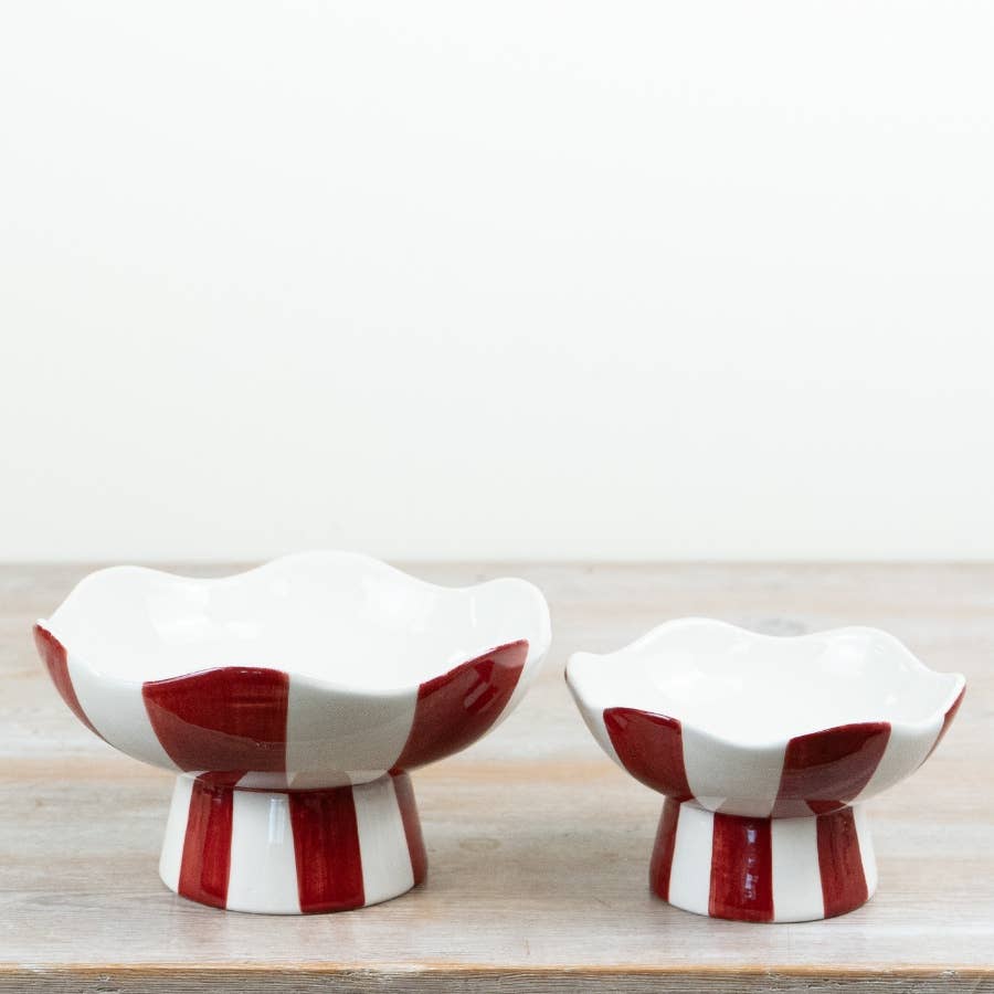 Red & White Striped Candy Bowl, 15cm