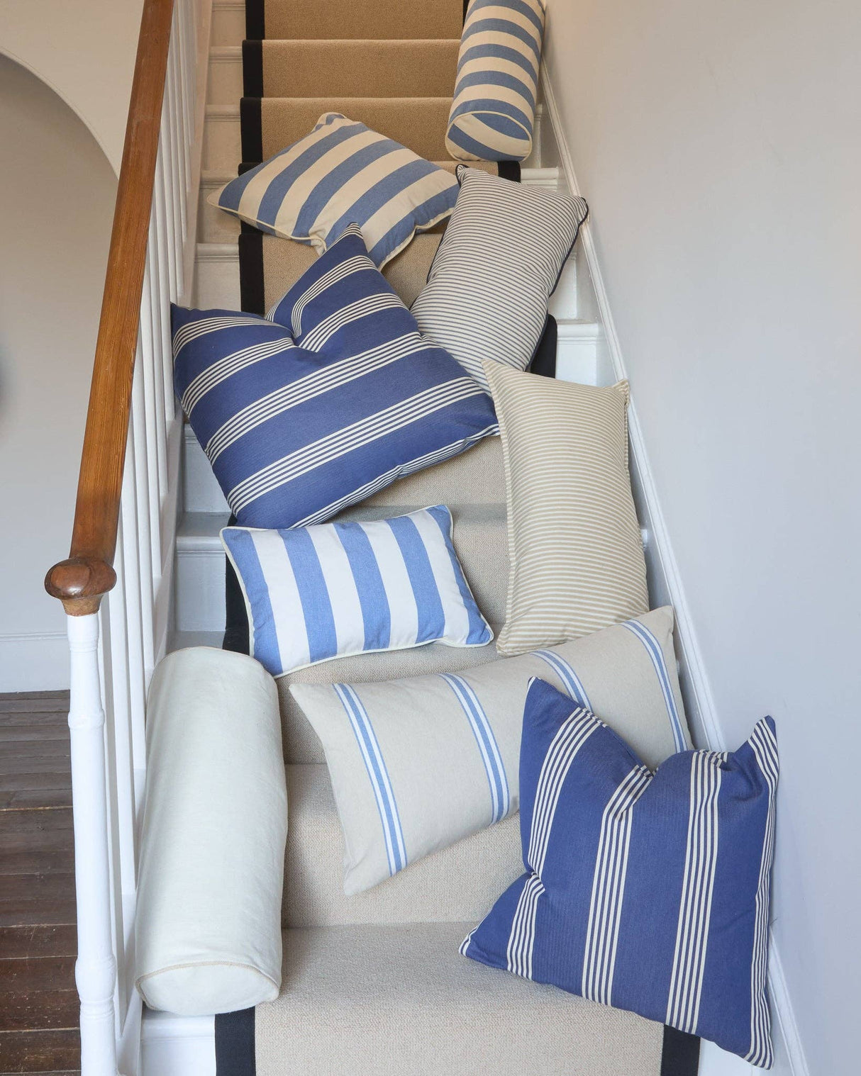 Jasper Square Cushion | Oxford Stripe | Denim Blue