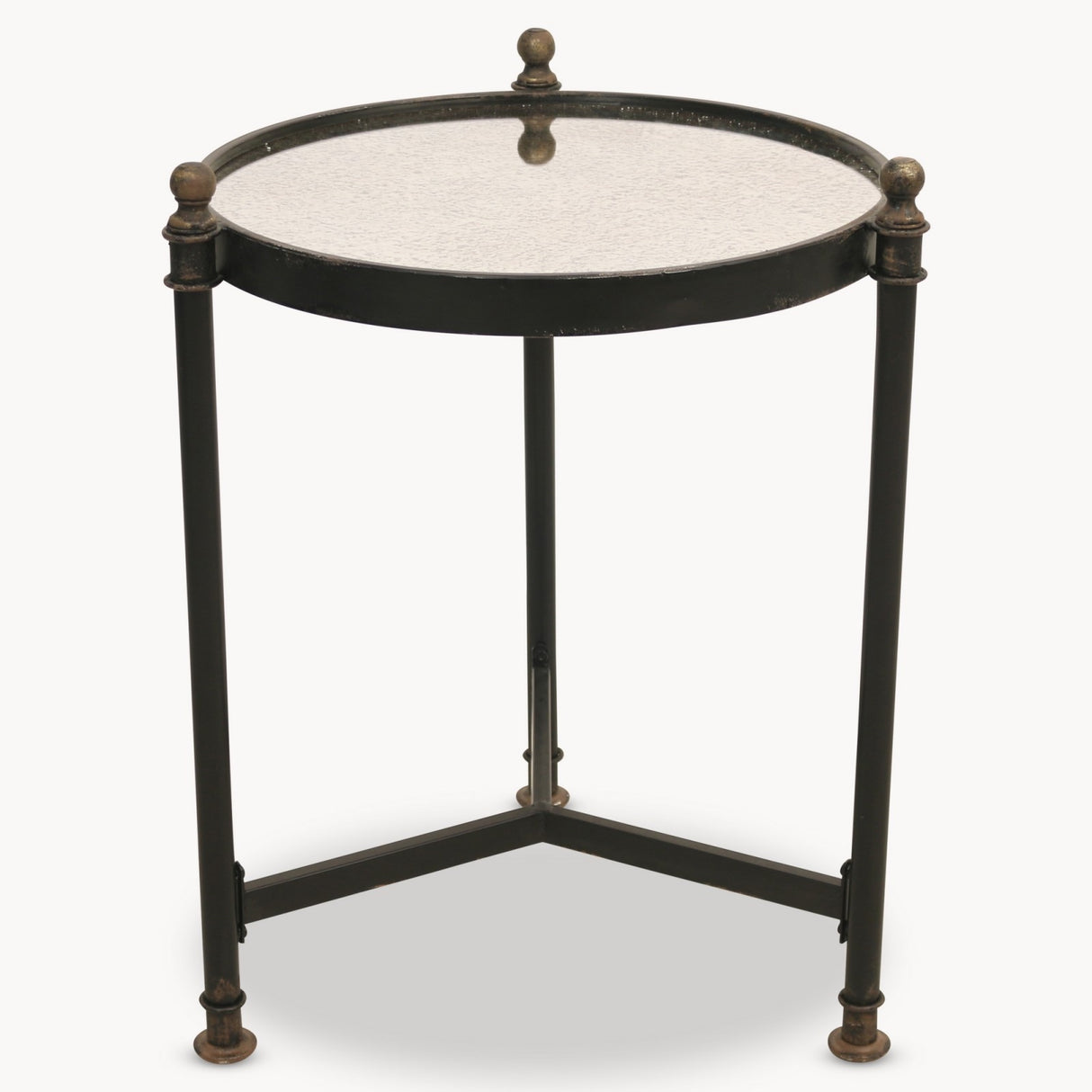 EVERSHOT ANTIQUED MIRROR IRON SIDE TABLE