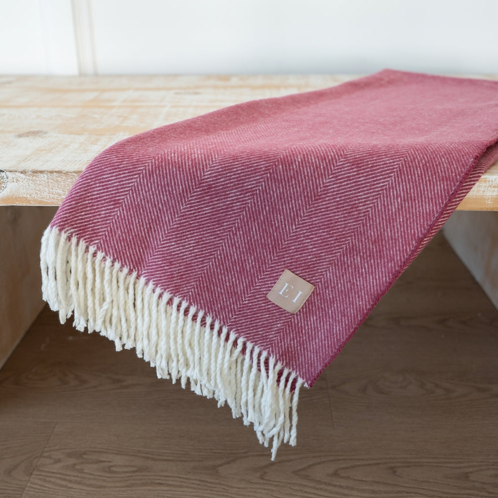 Burgundy Herringbone Throw