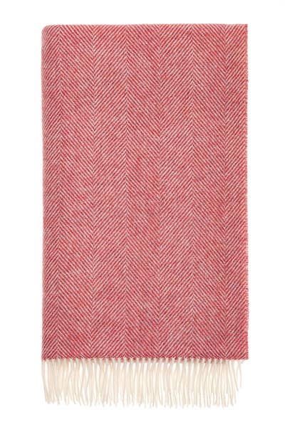 Herringbone Pure Wool Throw Raspberry Ripple