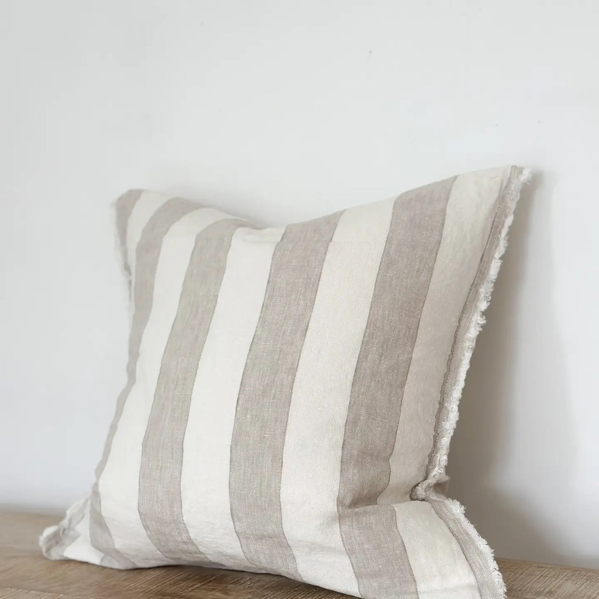 Esmee Linen Cushion Cover – Natural Wide Stripe