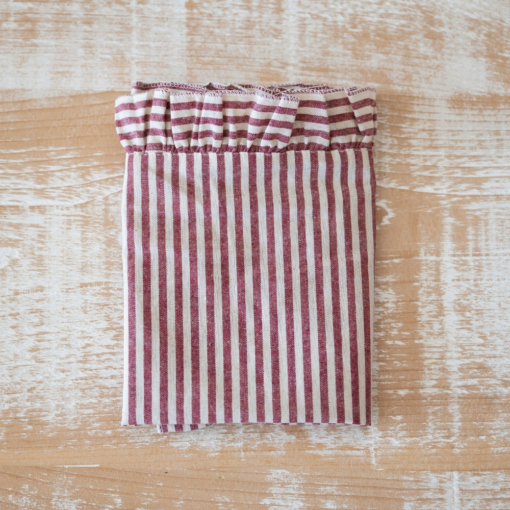 Christmas Burgundy Stripe Ruffle Napkins Set Of 4
