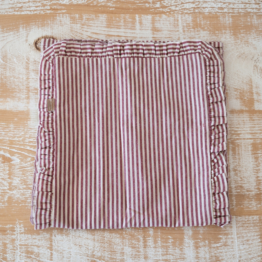 Christmas Burgundy Stripe Ruffle Napkins Set Of 4
