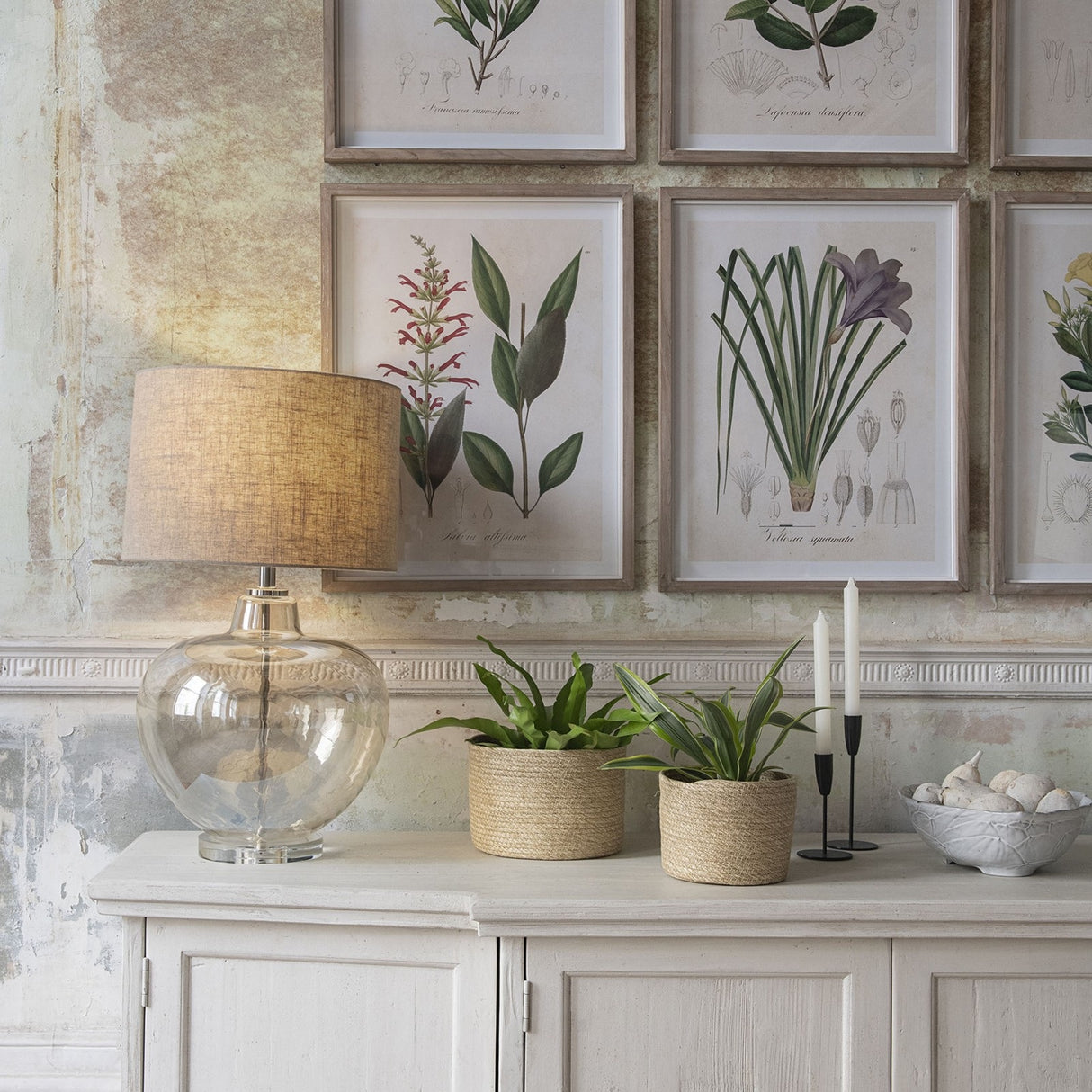 CLIFTON AMBER GLASS LAMP WITH SHADE