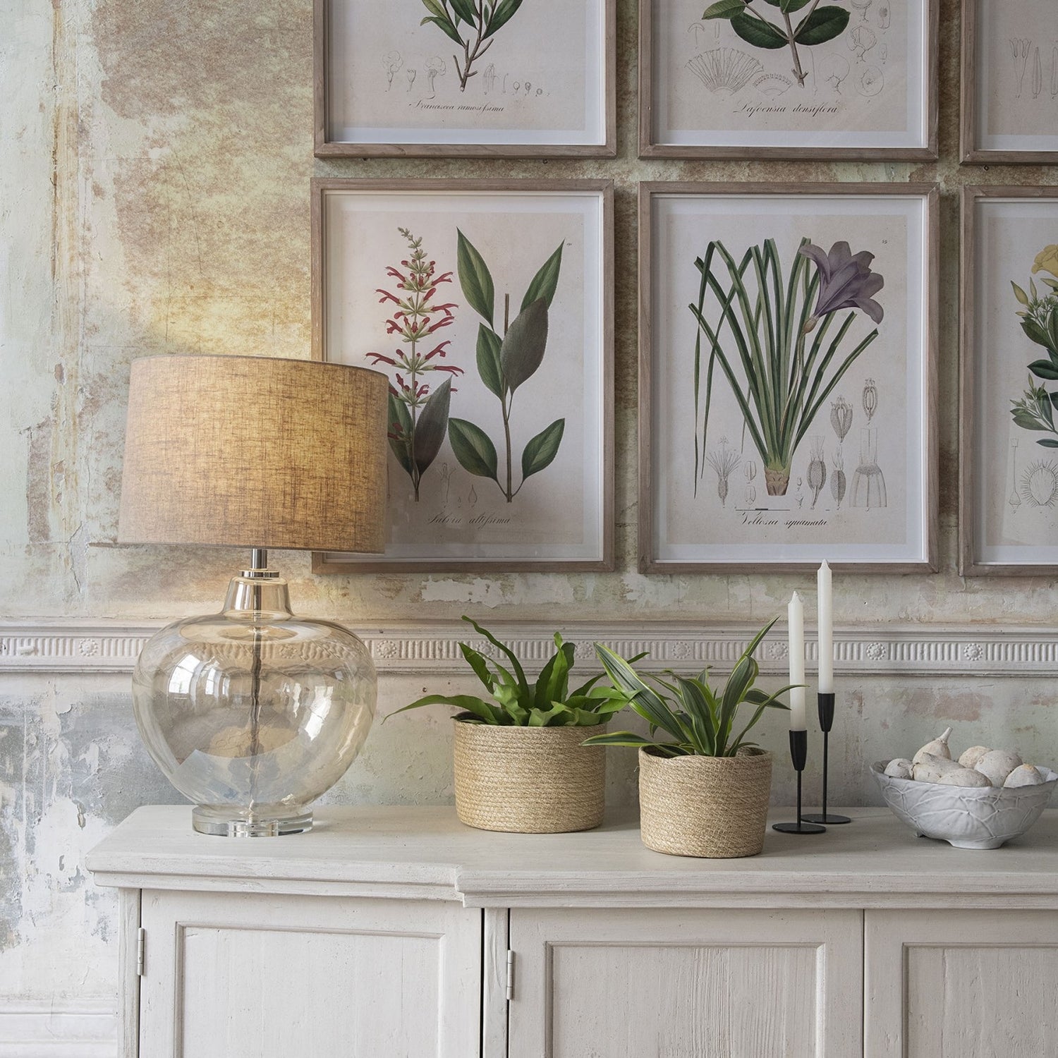 CLIFTON AMBER GLASS LAMP WITH SHADE