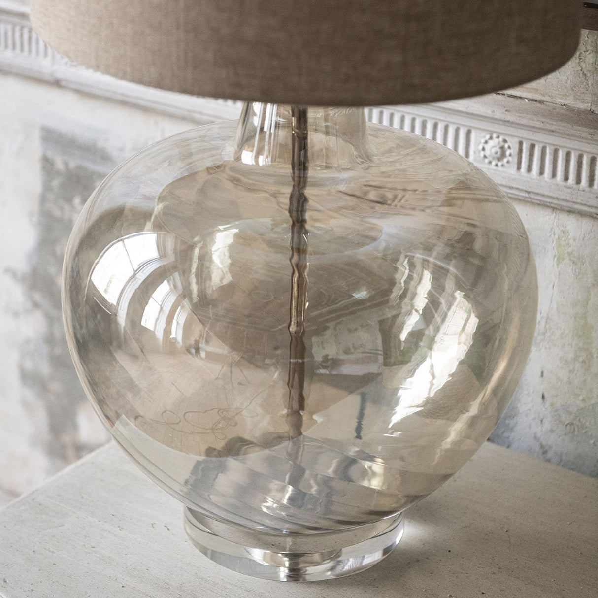 CLIFTON AMBER GLASS LAMP WITH SHADE