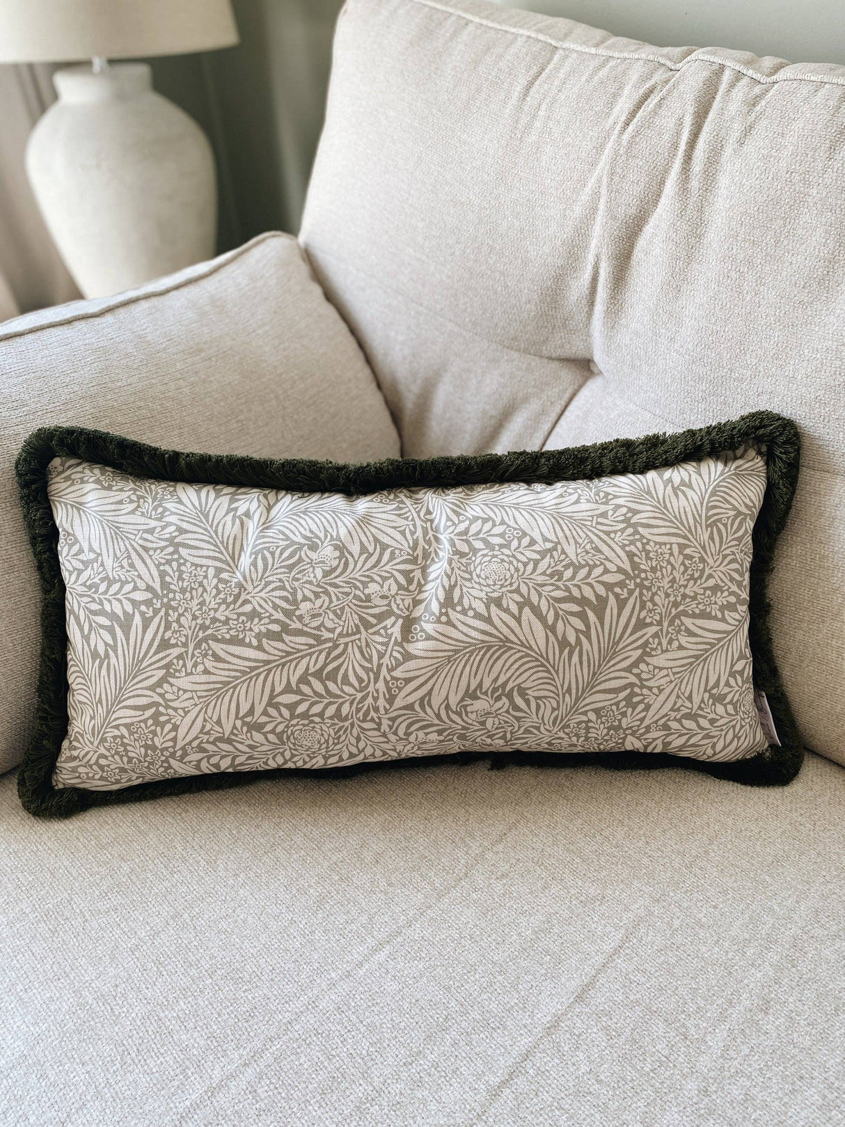 The Delilah Green Floral Fringed Cushion/2 Sizes