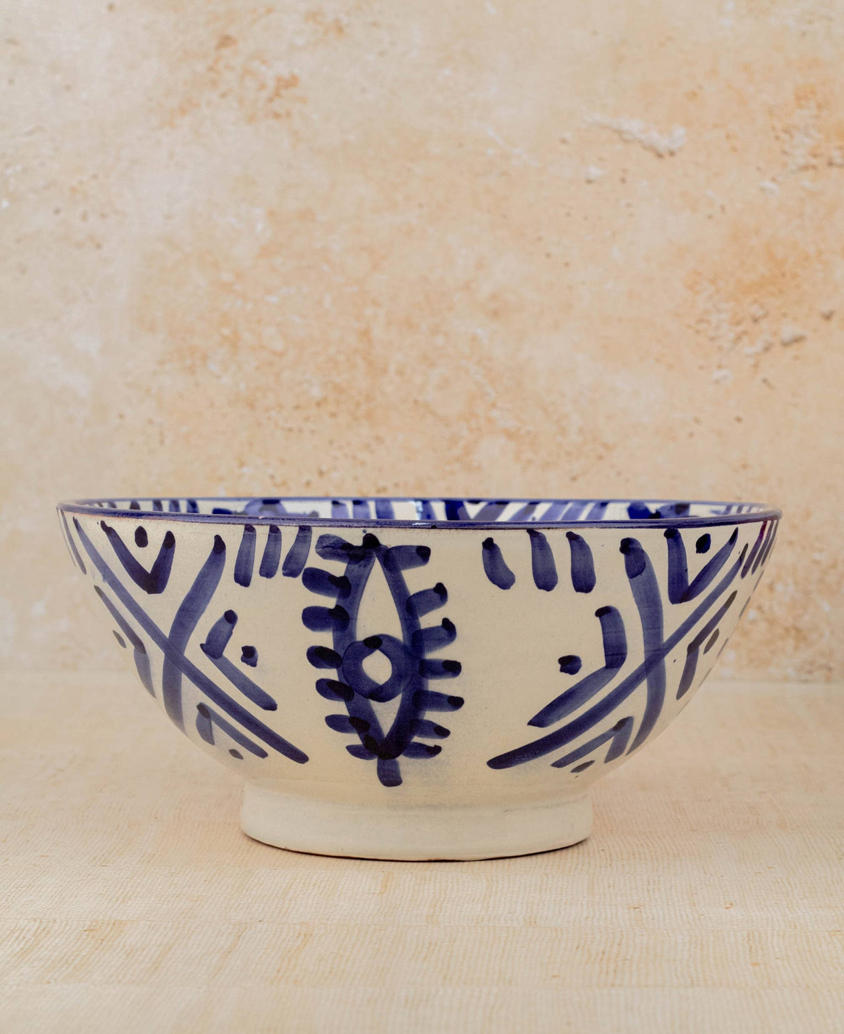 Moroccan Handpainted Ceramic Pedestal Bowl, Berber Eye