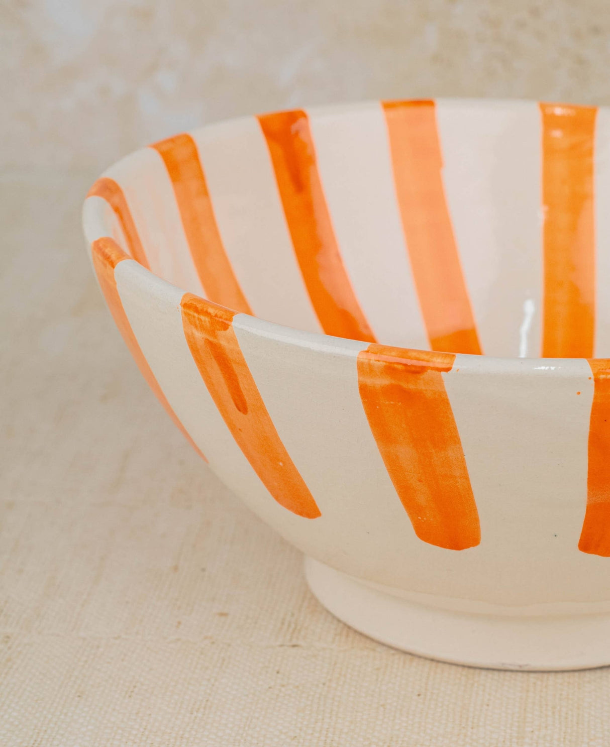 Hand Painted Moroccan Striped Serving Bowl - Handmade Bowl