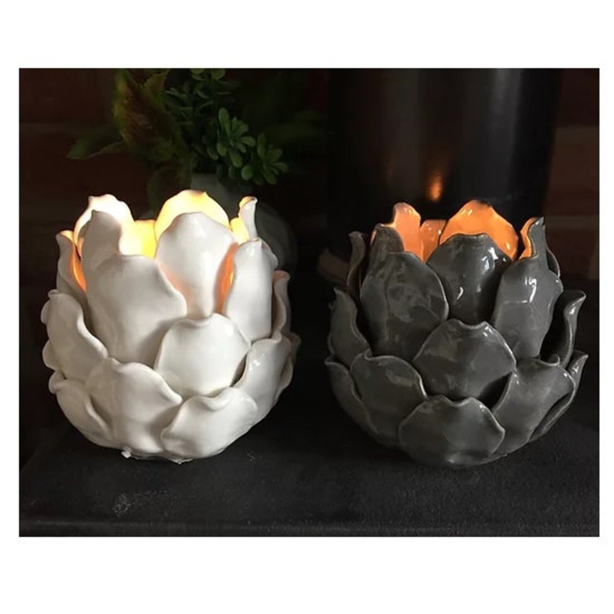 Ceramic Artichoke T-Lite Holder 10cm - in 3 colours
