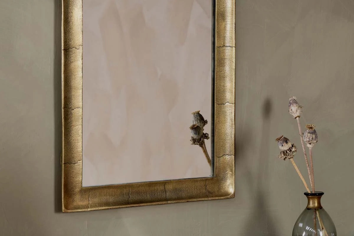 Yadur Rectangular Mirror - Antique Brass - Small