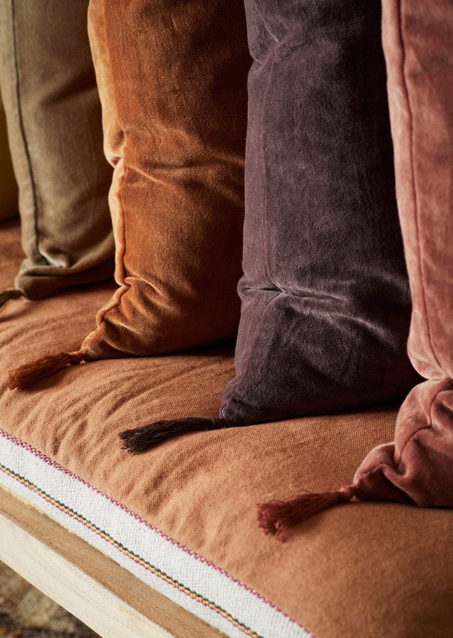 BURNT ORANGE VELVET CUSHION COVER 50CM