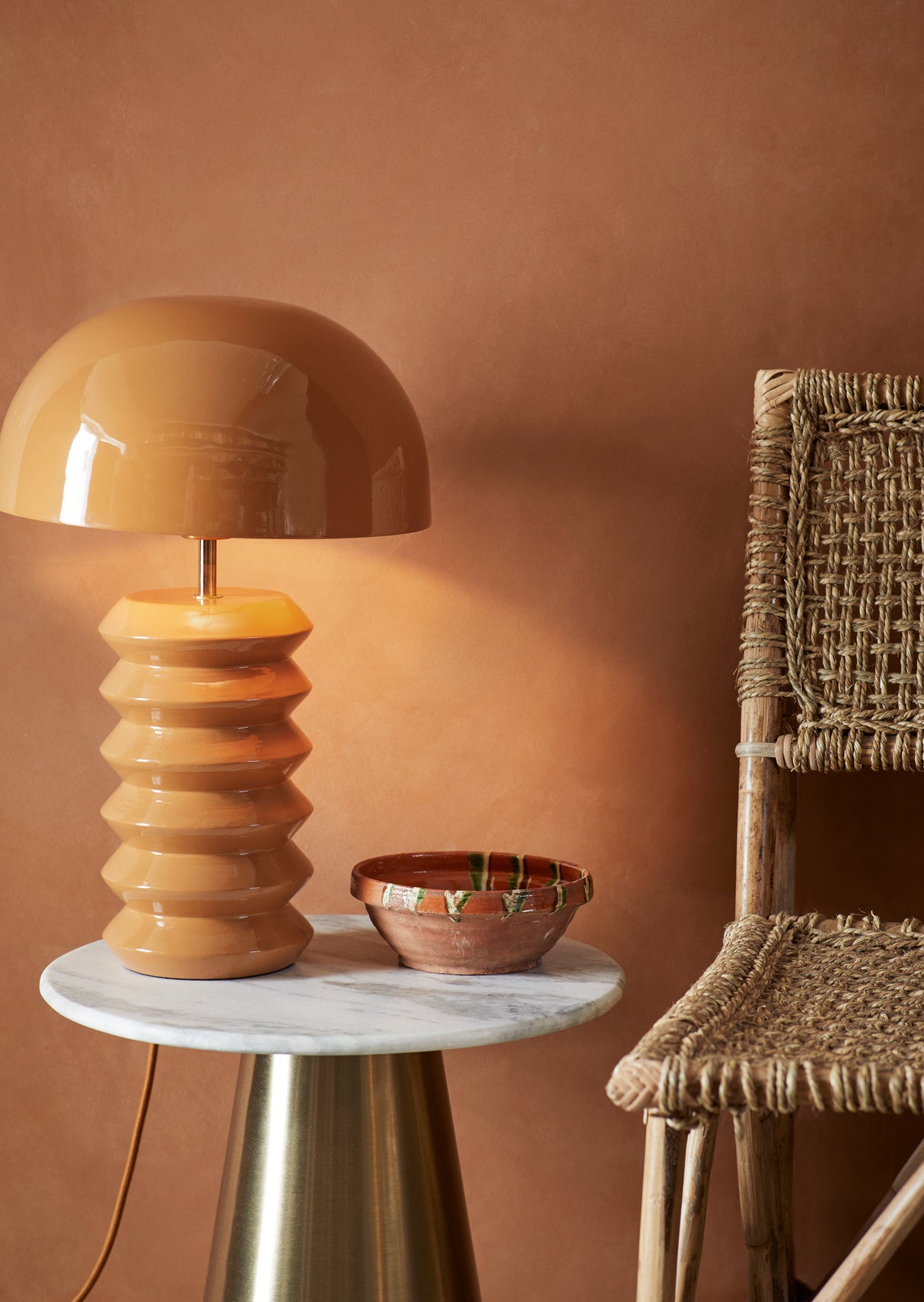 IRON SIDE TABLE W/ MARBLE