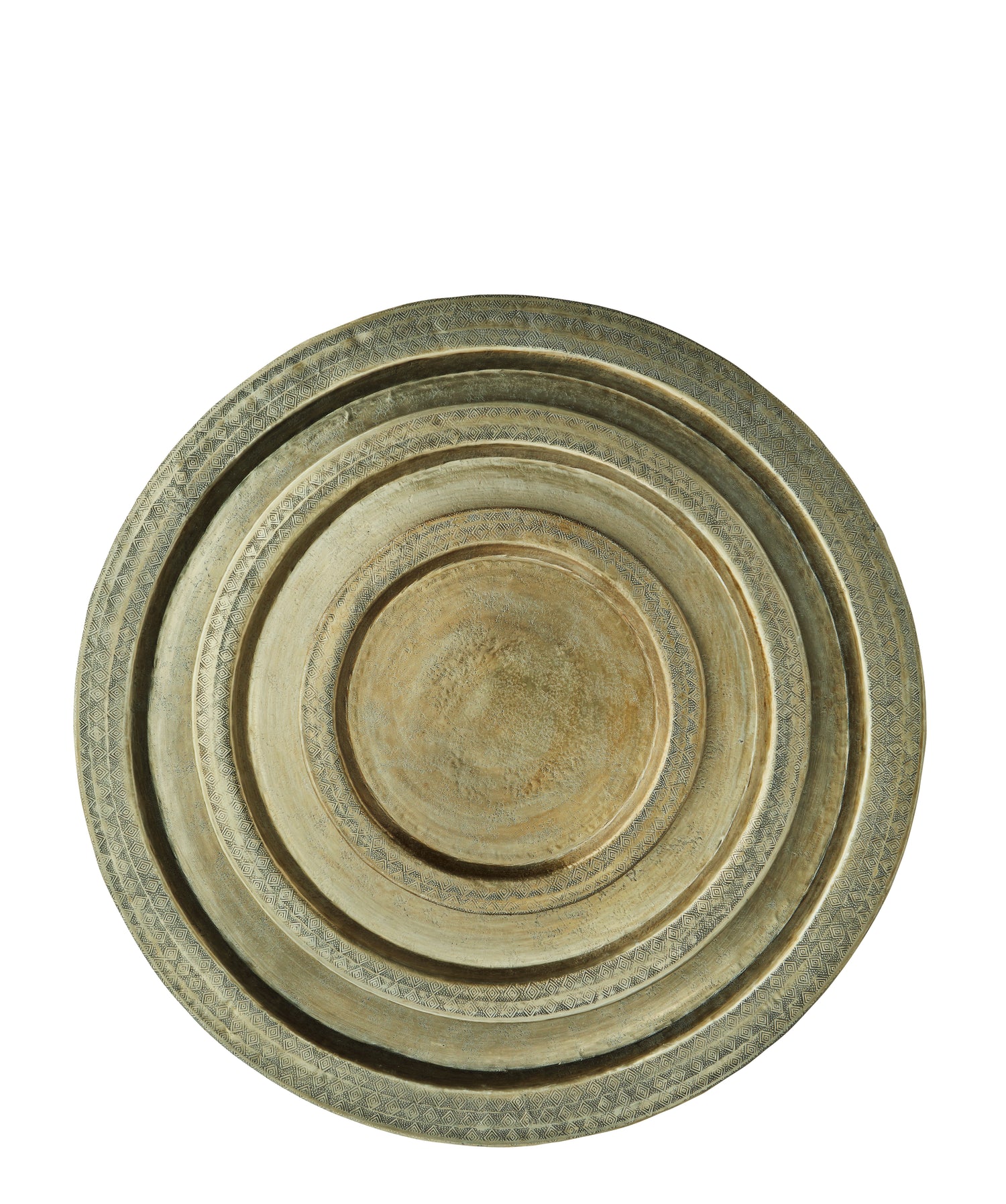 HAMMERED ALUMINIUM TRAY - Antique Brass Set of 3