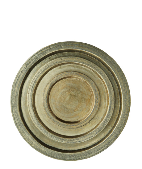 HAMMERED ALUMINIUM TRAY - Antique Brass Set of 3